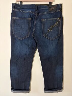 Y2K Ed Hardy Selvedge Embroidered Dark Wash Vintage Jeans 36